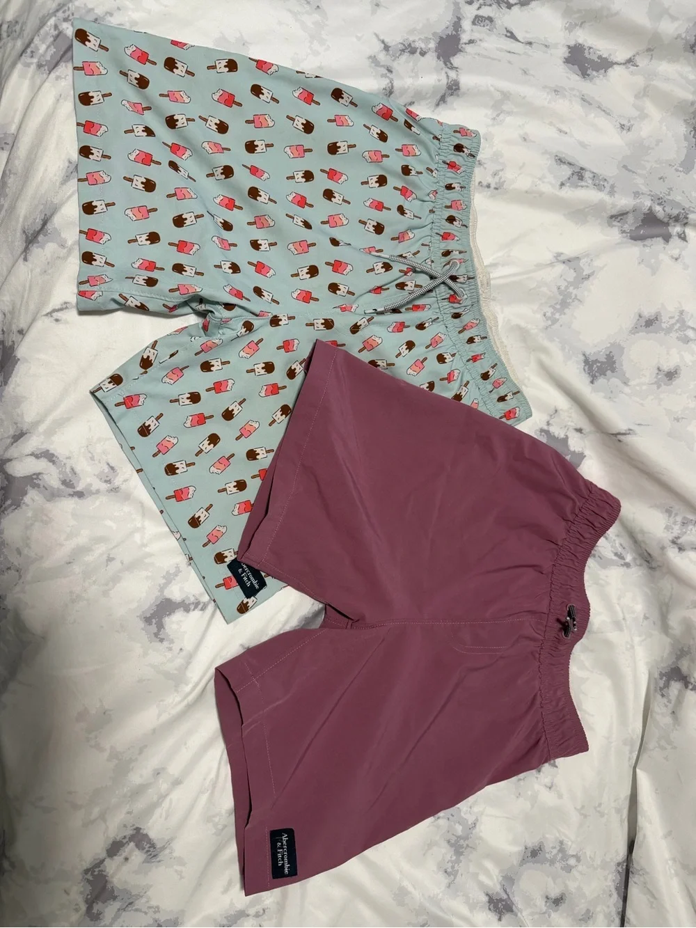 abercrombie kids Mint Popsicle Print & Plum Swim Trunks - 2-Pack